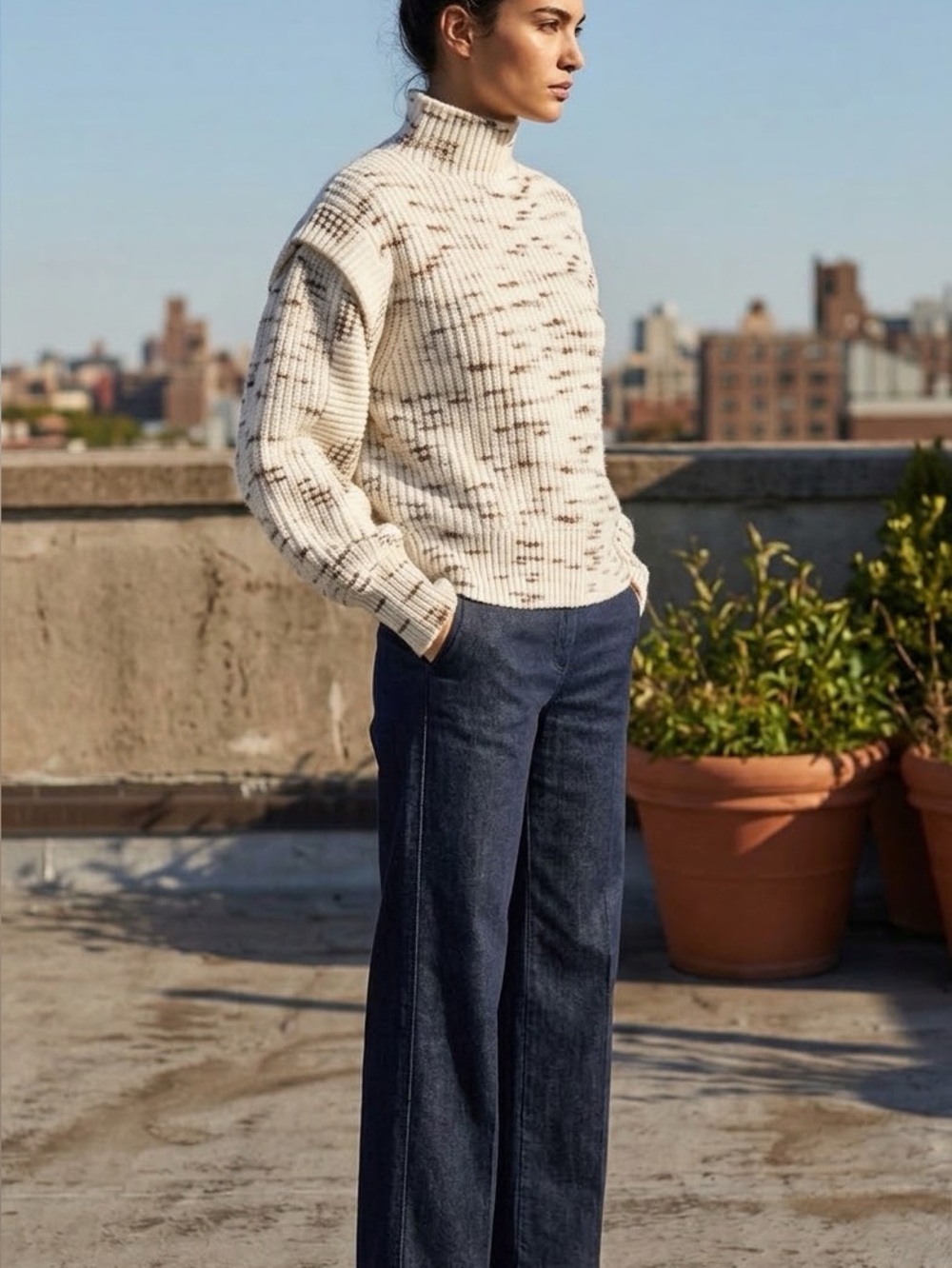 Varley Belgrave Knit Sweater. Black and white pattern